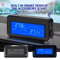 Termometer Digital mobil, DC 12V Mini LCD termometer tahan air Sensor suhu nyaman dalam dan luar ruangan dengan kabel Probe 1.5M