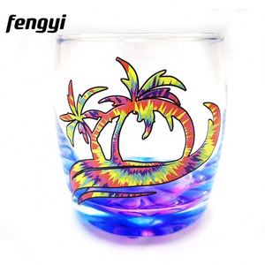 Vaso de Vino sin Tallo con Diseño Personalizado de Palmeras en Atardecer Tropical, para Agua, Bebidas, Leche, Jugo - Product Image 5