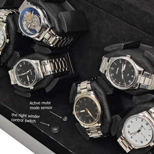 <span class=keywords><strong>Caja</strong></span> de Lujo para 6 <span class=keywords><strong>Relojes</strong></span> Automáticos con Motor Japonés Silencioso, Estuche de Madera de Sándalo Brillante Sensible a la Luz, Exhibidor de Boutique - Product Image 4