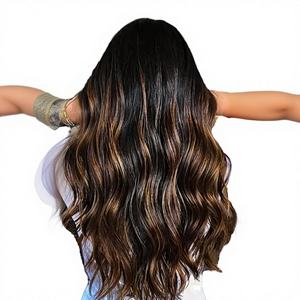 Extensiones de Cabello Remy Peruano Balayage con Clip para Mujer, 7 Piezas/Set, Negro Natural, Castaño, 16 Pulgadas, Doble Trama a Máquina - Product Image 3