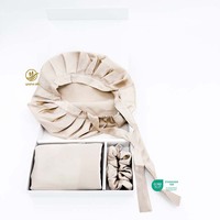 Ensemble de soins capillaires en soie 100% à bas prix, cheveux et peau sains, taie d'oreiller tissée, bonnet en soie, turban de sommeil portable en soie
