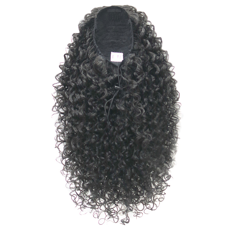 Novelties Wholesale Long Size Customizable Synthetic Fiber Curly Wave Wavy Fluffy Hair Drawstring Clip Ponytail Hair Extension
