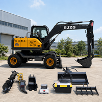 Excavatrice sur roues hydraulique en Chine avec godet standard et différents accessoires, pelle sur roues pour travaux de construction à vendre
