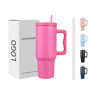 Eco-Friendly Custom 40oz Stainless Steel Modern Tumbler Reusable Travel Coffee Mug Vacuum Insulated <b>Cup</b> with Handle and Straw - Product Image 1
