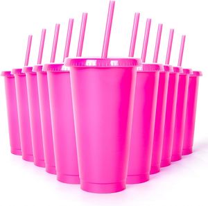 Custom Logo 24oz <b>Plastic</b> Reusable PP Stadium Classics Activity Gift Tumbler Coffee Pink Mug with Straw Lid Portable - Product Image 1