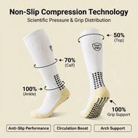 Chaussettes de sport antidérapantes personnalisées avec logo OEKO Tex100, chaussettes de football professionnelles, chaussettes de sport antidérapantes de performance