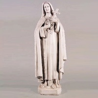 Statue religieuse catholique sculptée à la main en marbre blanc, Sainte Thérèse de Lisieux