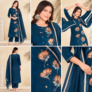 Conjunto de Kurti de Algodón para Mujer, Estampado Digital Étnico, Corte Holgado, Secado Rápido, con Dupatta, para Diwali, Bodas y Fiestas, India, Pakistán - Product Image 5