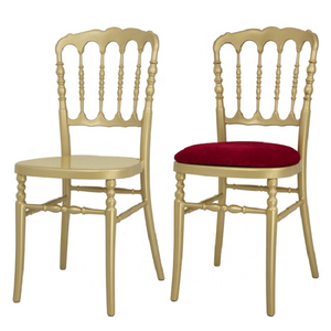 Chaises de banquet empilables en plastique doré personnalisées pour mariage, fête, hôtel, style Napoléon, en vente - Product Image 2