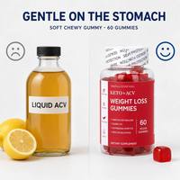 Gummies au vinaigre de cidre de pomme Soutien digestif Équilibre du pH Formule végétalienne sans gluten Faible teneur en sucre 60 unités