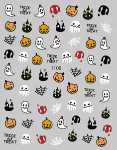 3D-Adhesive Halloween stickers Pumpkin Scary Monster Nail art decals for Kids Halloween Trick or Treat Party Nail Supplies