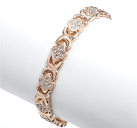 Bracelet magnétique en cuivre tendance pour femme avec fleur en diamant, personnalisable