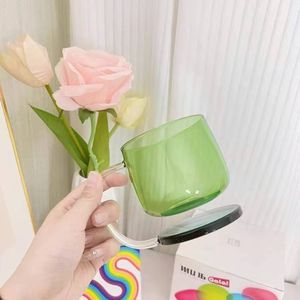 Neue zweifarbige 290ml hängende Glas becher mit Griff Home Drink ware Klarer hitze beständiger Glas becher für Kaffee milch teesaft - Product Image 4