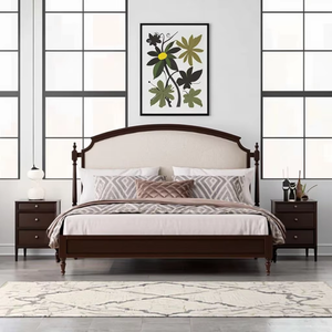 Cama Queen de tablero multicapa de madera maciza de nogal sudamericano de lujo con tapicería de cuero Napa estilo suave para dormitorio - Product Image 5