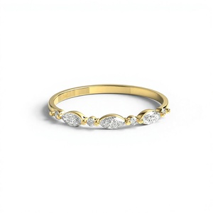 Vintage 18K Gold Plated Round And Marquise Cut Diamond <b>Ring</b> Band <b>Stacking</b> Band <b>Ring</b> Anniversary Gift Fine Jewelry for Women - Product Image 1