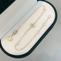 Pulsera Xinfly de Oro de 18k con Diamante Natural de 0.2ct, Diseño Encantador de Trébol de Cuatro Hojas para Regalo o Fiesta