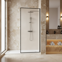 Paroi de douche fixe moderne en verre trempé de 8 mm, facile à installer, durable et facile à nettoyer, pour salle de bain, hôtel, appartement, garantie 3 ans