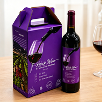 Boîte de transport portable en carton ondulé pour vin, impression de logo personnalisée, écologique, pliable, pour une seule bouteille, avec poignée