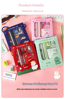 Kit de papeterie imprimé petit canard avec cordelette, comprenant crayon, règle, taille-crayon, gomme et cahier, idéal pour l'étude des enfants et comme cadeau