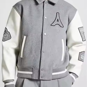 Custom Quality 100% Cotton Custom Logo Oversized Men's Casual <b>Jacket</b> <b>Winter</b> Baseball Varsity <b>Jacket</b> - Product Image 4