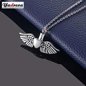 Collar con Colgante de Urna en Forma de Corazón con Alas de Ángel para Cenizas, Cadena de Acero Inoxidable que No se Desvanece, Joyería Conmemorativa para Guardar Recuerdos - Product Image 1