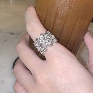 Anillo de Cóctel Geométrico Q943, Anillo de Aleación con Micro Pavé, Anillos de Moda Bohemia para Mujer - Product Image 6