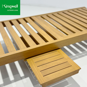 Chaise longue <span class=keywords><strong>de</strong></span> <span class=keywords><strong>plage</strong></span> extérieure au design moderne en teck avec table latérale et <span class=keywords><strong>roulettes</strong></span> pour piscine et zones <span class=keywords><strong>de</strong></span> loisirs - Product Image 3