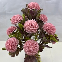 9 Tangkai Bunga Hydrangea Bulat Buatan dari Sutra dengan Daun Vintage untuk Dekorasi Vas Pernikahan dan Rumah