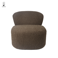 Fauteuil d'appoint moderne en tissu Teddy moelleux avec dossier incurvé pour salon