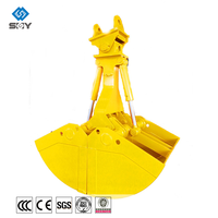 Bucket Excavator Hidrolik Berkualitas Tinggi dengan Penyangga Kawat Baja, Model Double Jaw Clamshell, Bucket Clamshell Elektrik