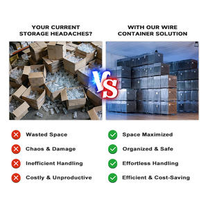 Conteneur en fil métallique préformé en acier doux Q235 galvanisé à chaud, durable pour le transport de métaux, avec guide pour chariot élévateur - Product Image 4