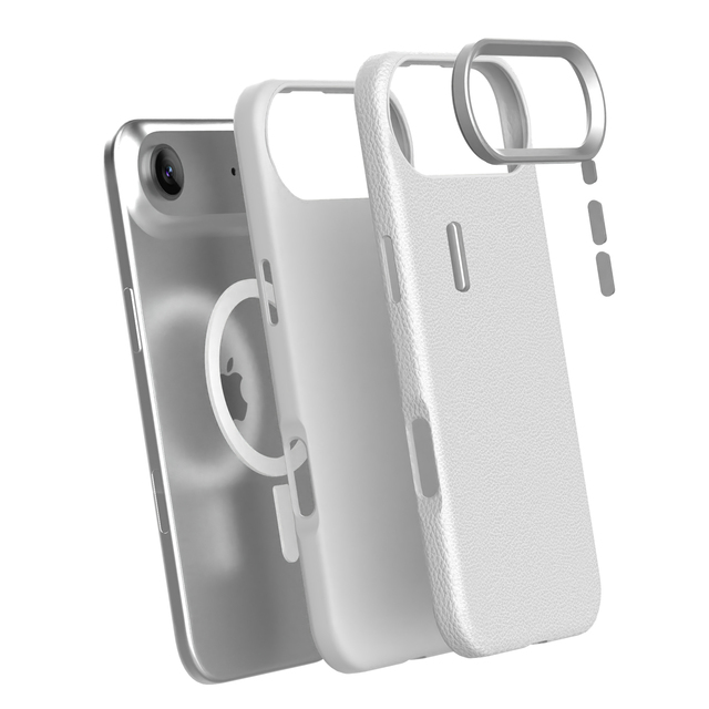 Luxury Vegan Leather Tactile Aluminum Buttons Case for iPhone 17 Air