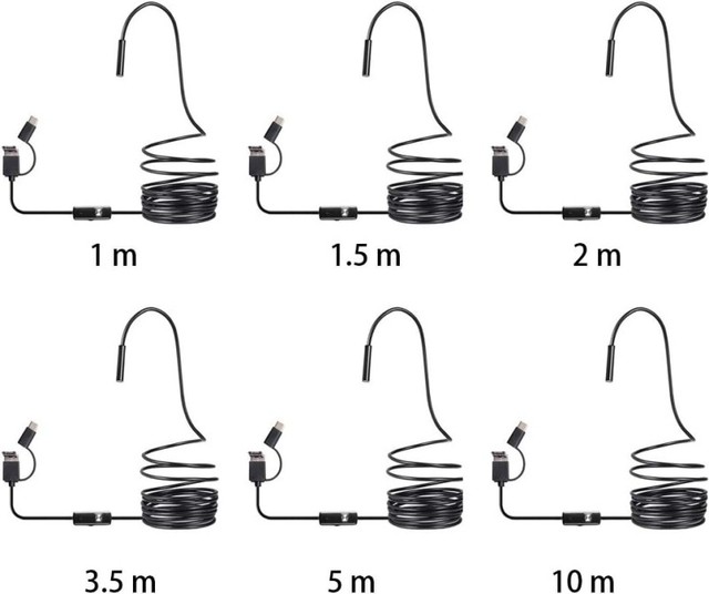 3-in-1 IP67 Waterproof USB Endoscope with 6 LED Lights 5.5mm Snake Camera for Phone PC Android Plumbing Automotive etc
