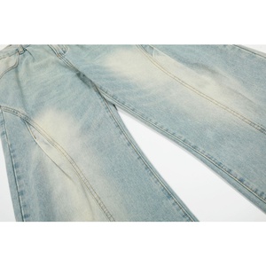 All'ingrosso colore blu chiaro pantaloni larghi a vita alta con modello di lavaggio unico Casual pantaloni da <span class=keywords><strong>uomo</strong></span> donna Jeans in Denim - Product Image 3