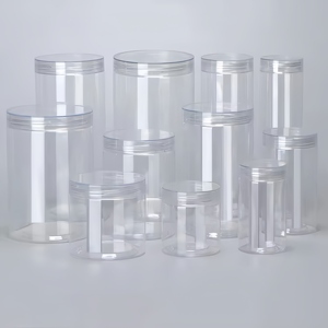 Frascos de Almacenamiento Transparentes de PET Personalizados con Tapas de Rosca para Alimentos, Dulces, Azúcar, Chocolate, Envases de Cosméticos - Tamaños de 6oz/12oz/16oz - Product Image 1