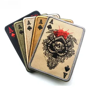 3D bordir kartu kematian Poker lencana Ace of Spade Patch untuk pakaian taktis tas gaya Punk topi menggunakan PVC bahan kanvas - Product Image 2