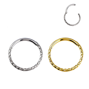 Anillo de Nariz de Titanio ASTM F-136 con Bisagra Segmentada Estilo Punk, Chapado en Oro de 18K, Joyería de Piercing Corporal de Moda - Product Image 1