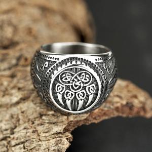 European American Jewelry <b>Titanium</b> Steel <b>Ring</b> Nordic Viking Compass Hip Hop Style Men's Fashion <b>Ring</b> Gift Round Geometric Design - Product Image 4