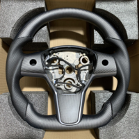 Volante de Fibra de Carbono Personalizado para Tesla Model 3/Y - Estilo Deportivo, Empuñadura de Cuero, Paneles Laterales de Carbono, Reemplazo Directo