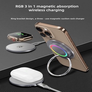 Chargeur sans fil magnétique intelligent 3-en-1 15W à <span class=keywords><strong>induction</strong></span> USB Type C avec protections, support pour téléphone portable et montre 5W pour <span class=keywords><strong>iPhone</strong></span> - Product Image 3