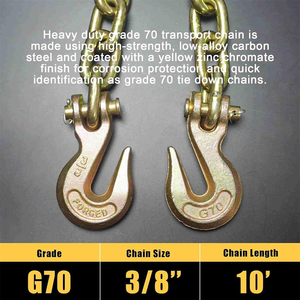 Cadena de Remolque Galvanizada Amarilla G70 de 3/8" y 5/16" con Ganchos de Agarre, Certificada por CE ISO, Marca Maxplus - Product Image 5