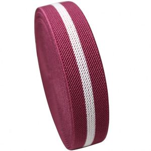 Bande élastique rayée 2,5 cm rouge et blanche, ceinture élastique unilatérale en sergé, bande élastique multicolore - Product Image 1