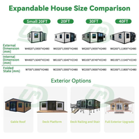 Maison préfabriquée de luxe extensible de 20 pieds en conteneur, en acier et panneaux sandwich, pour un logement en appartement