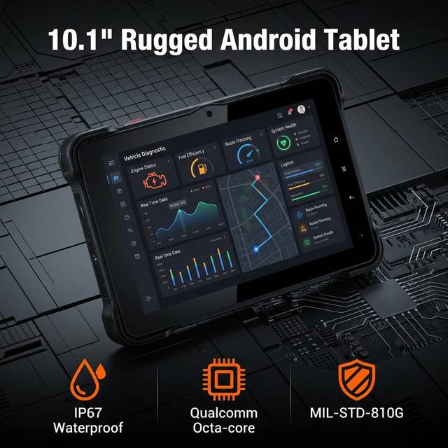 10 Inch Waterproof Rugged Tablet Pc With CAN Bus IP67 and MIL-STD-810G Vibration and Drop Resistance for Mining Operations