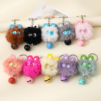 Porte-clés créatif en forme de chat porte-bonheur avec boule de fourrure, motif visage de chat, pour sac, pendentif, clé de voiture, cadeau, vente en gros, fabriqué en Chine