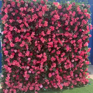 ODM Pared de flores artificiales enrollar 5d fondo de pared de flores 8 pies X 8 pies para evento de boda