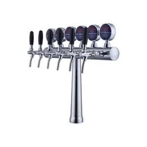 FUYONG qualità 6 vie T Bar colonna birra macchina porta birra birra torre metallo ottone fresco distributore di birra