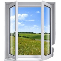 Diseño europeo Upvc Casa Ventana Aislamiento térmico Blanco Doble acristalamiento Columpio Pvc Ventana Ventanas abatibles