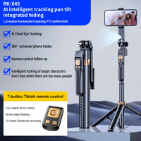 Trípode de palo Selfie de 1,8 metros con rotación de 360 y control remoto de seguimiento 3D, cámara de mano PTZ, función plegable, modelo de RK-X45