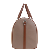 Sac de voyage en nylon microfibre beige, grande capacité, sac de week-end, sac de nuit, bagage à main, double poignée, logo personnalisé